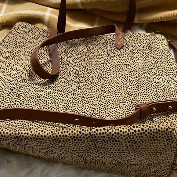 Madewell Tote Transport Leopard Print Calf Hair Medium - Picture 6 of 8
